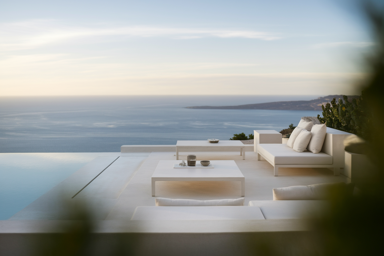 Aménager une terrasse épurée sur l'Île de Ré : l'esthétique au service de la vue mer